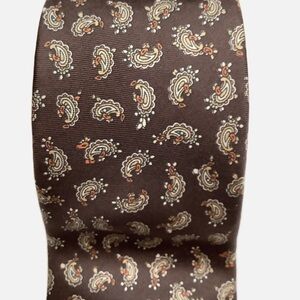 2/$30 VINTAGE Italian Brown Paisley Foulard Silk Tie